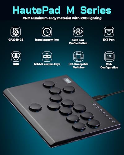 Sehawei Haute42 All Metal Arcade Stick 13Keys All-Button Controller with Custom RGB & Turbo Functions,Arcade Fighting Stick for PC/Ps3/Ps4/Switch/Steam-Supports SOCD - color: M13 Black