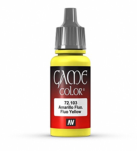 Vallejo - Game Color | Fluorescent Yellow Paint | Perfect for Airbrushing and Great Adhesion to Figurines and Scale Models | 17 ml (0,58 fl.oz.) - color: Fluorescent Yellow