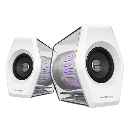 Edifier G2000 Pro 64W Desktop 2.0 Computer Gaming Speakers for PC Laptop Mac Woofer Bluetooth USB 3.5mm AUX Inputs RGB Lights Multimedia Speakers White - color: White