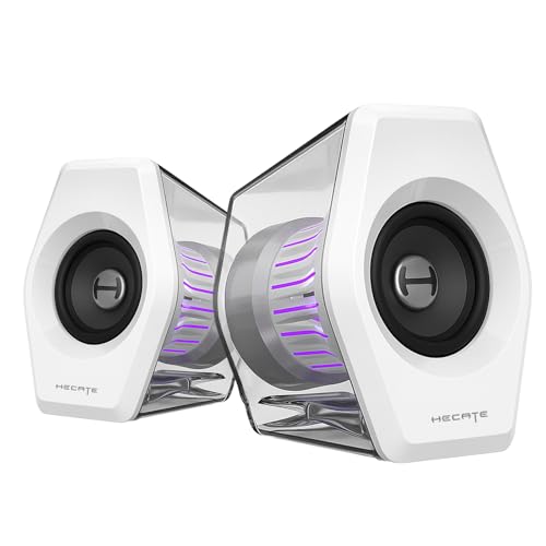 Edifier G2000 Pro 64W Desktop 2.0 Computer Gaming Speakers for PC Laptop Mac Woofer Bluetooth USB 3.5mm AUX Inputs RGB Lights Multimedia Speakers White - color: White
