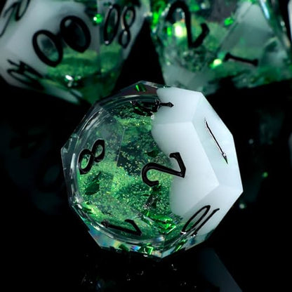 Liquid Core DND Dice Set, 7 Pcs Resin Sharp Edge Polyhedral Dice Quicksand D&D Dice for Dungeons and Dragons RPG Role Playing Table Games