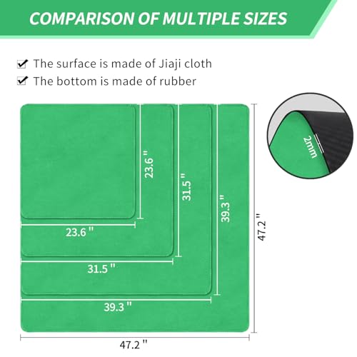 Square Large Tabletop Game Playmat,Used for Playing Poker,Mahjong,Playing Cards,and Role-Playing Games, with Thick Seam Edge,Waterproof,and Anti Slip(80 * 80cm*2mm) Green - color: 80*80*0.2cmGreen, size: 80*80*0.2cm