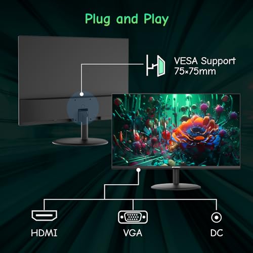 SANSUI Computer Monitor 24 inch Eye Care FHD 1080P Display HDMI,VGA Ports with 178° Viewing Angle/Frame-Less/Tilt/VESA Compatible for Office and Home - size: 24 Inch