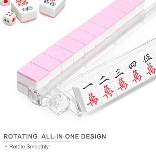 Mahjong Racks with Pushers 4PCS Set Majiang Tile Holder Acrylic Mahjong Racks Accessories and Gifts - color: Clear