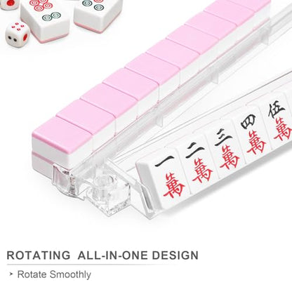 Mahjong Racks with Pushers 4PCS Set Majiang Tile Holder Acrylic Mahjong Racks Accessories and Gifts - color: Clear