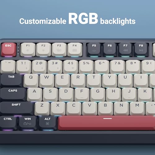 Keychron KJ1 Low Profile Wireless Mechanical Keyboard, 2.4 GHz Bluetooth QMK 75% Layout RGB, Hot-swappable Banana Switch Compatible with Mac Windows Linux, 2000mAh Fast Charge for Gaming - Dark Blue - color: Banana Switch