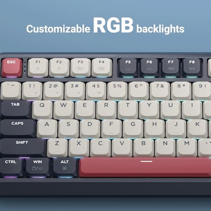 Keychron KJ1 Low Profile Wireless Mechanical Keyboard, 2.4 GHz Bluetooth QMK 75% Layout RGB, Hot-swappable Banana Switch Compatible with Mac Windows Linux, 2000mAh Fast Charge for Gaming - Dark Blue - color: Banana Switch