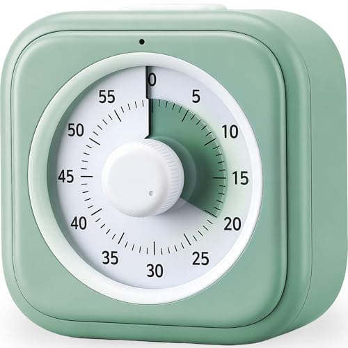 60 Minute Visual Timer for Kids, Silent Countdown Clock, Time Management Tool for Homeschool Study Supplies, Classroom, Home, Kitchen, Desk (Green) - color: Green