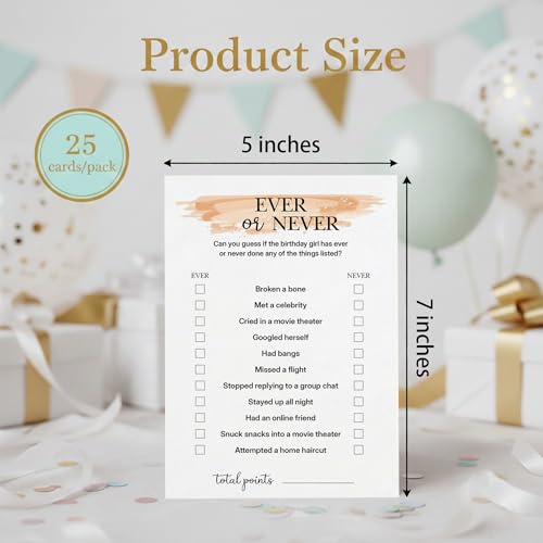 Birthday Party Games for Adults, 25 Card Interactive Group Game Set for Milestone Celebrations - A02 - color: Ever Or Never