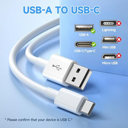 30ft/9M Long USB C Cable, Charging and Data Transfer, Durable USB A to USB C Power Charging Replacement Cord for Home Security Cameras, Phones, Switch Pro Controllers and More USB-C Devices-White - size: 30ft