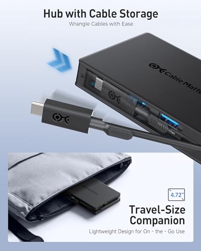 Cable Matters 8-in-1 USB C Hub Dual HDMI, 140W Charging, Gigabit Ethernet | 2x 4K@60Hz HDMI, 10Gbps Data, 2x USB-C and USB-A 3.2, One External Display on macOS