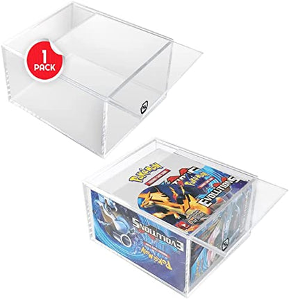 EVORETRO Booster Box Acrylic Case Protector for Pokemon, Sliding Lid | 1 Pack | 4mm Thick | UV-Resistant & Acid-Free | Crystal-Clear Scratch-Resistant Display | Snug Fit for Sealed Booster Boxes - style: Booster Lid (1)
