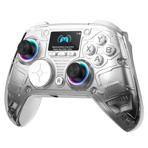 AOC Interactive Screen PC Controller — Wireless Controller Compatible with PC/Switch/Switch 2/iOS/Android, Hall Effect Joystick & Triggers, RGB Lighting, Adjustable Vibration/Turbo, 1000mAh Battery(Matte White) - color: White