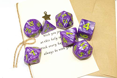 Dice- DND Polyhedral Dice Set 25mm Giant Dice for Dungeons and Dragons D&D Pathfinder RPG MTG Role Playing Dice with Dice Bag (Purple)