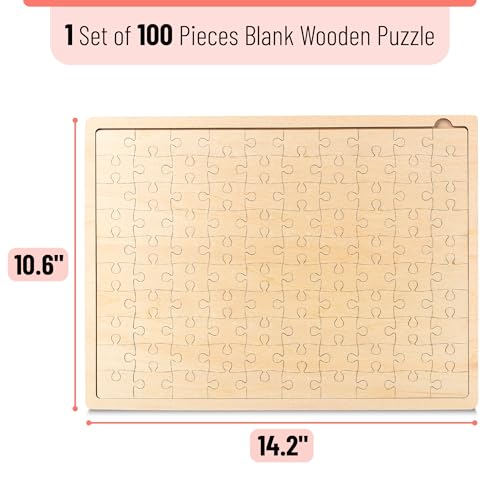 Mr. Pen- Blank Wooden Puzzle, 100 Pieces, 14.2" x 10.6" | Wooden Blank Puzzles to Draw on - size: 100 pcs, 14.2" x 10.6"