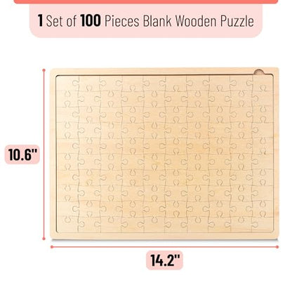 Mr. Pen- Blank Wooden Puzzle, 100 Pieces, 14.2" x 10.6" | Wooden Blank Puzzles to Draw on - size: 100 pcs, 14.2" x 10.6"