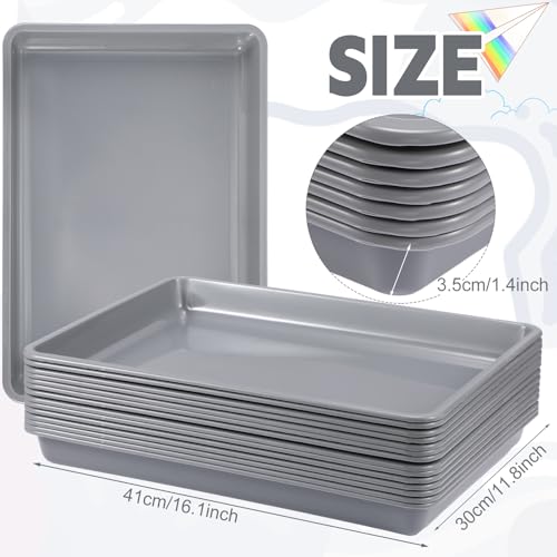Maitys 15 Pack Plastic Art Trays 12 x 16 Inch Activity Crafts Trays Sensory Tray DIY Projects, Painting, Beads, Jewelry Office Home Organizer Arts and Crafts Supplies(Gray) - color: Gray