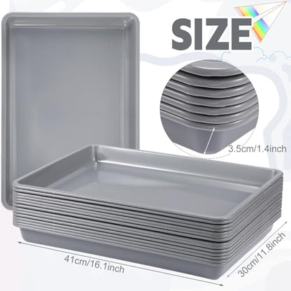 Maitys 15 Pack Plastic Art Trays 12 x 16 Inch Activity Crafts Trays Sensory Tray DIY Projects, Painting, Beads, Jewelry Office Home Organizer Arts and Crafts Supplies(Gray) - color: Gray