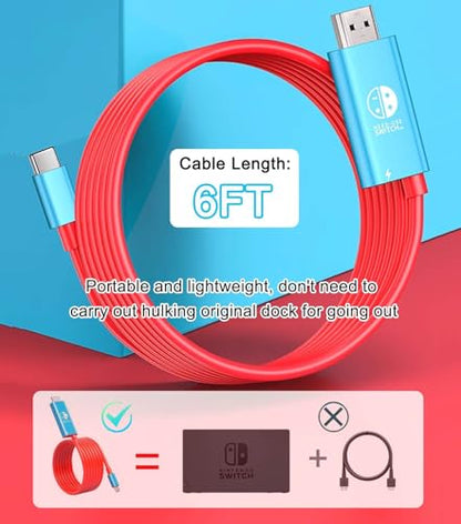 Portable Switch Dock 4K TV Adapter for Nintendo Switch/OLED, 2 in 1 USB C to HDMI Cable with PD 100W Charging Port - style: Cable