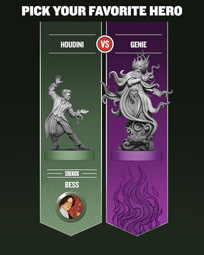 Restoration Games Unmatched Houdini vs The Genie | Strategy Board Game for 2 to 4 Players, Heroes Expansion with Miniatures, Unique Decks, and Abilities, Ages 9+