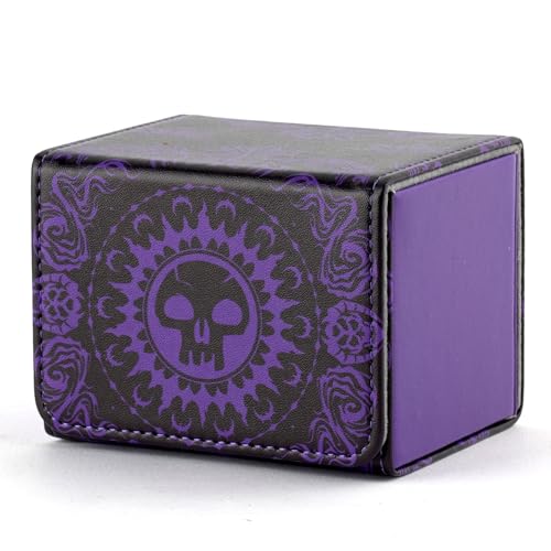 Deck Box for MTG Cards, Trading Commander Deck Case Holds 120+ Sleeved Cards, PU Leather Magnetic Collectible Card Storage Box Fits for TCG Magic Card (Purple) - color: Purple