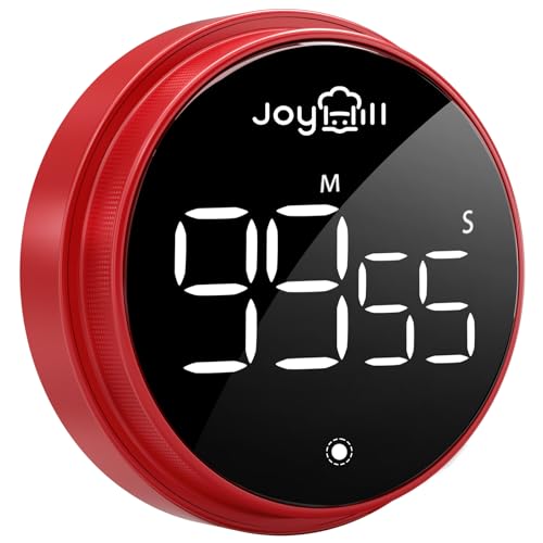 JOYHILL Digital Kitchen Timer, Large LED Display with Magnetic Countdown 3 Volume Levels, Ideal for Cooking Classroom Studying Fitness, Timer for Kids and Seniors Red