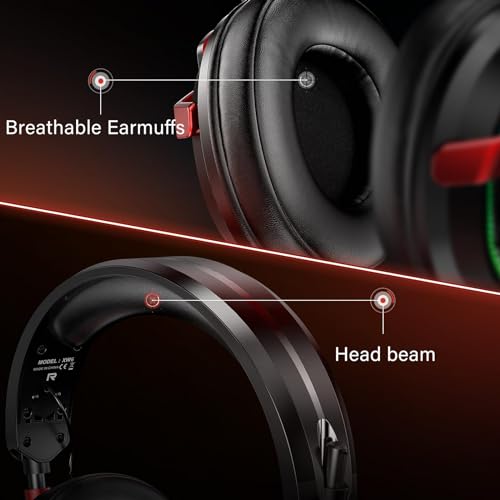 Tatybo PC Gaming Headset with Mic for PS5 PS4 Xbox, USB Headset with 7.1 Surround Sound, Wired 3.5mm Headphones, RGB