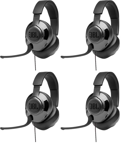 JBL Quantum 200 - Wired Over-Ear Gaming Headset with Voice Focus Directional flip-up mic and Memory Foam Ear Cushions (Black),(Pack of 4) - size: Large (Pack of 4)