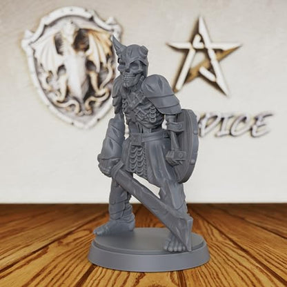 AUSPDICE Fantasy Tabletop RPG Miniature: Unpainted 28mm Skeleton Warrior for DND Campaigns, Customizable Undead Figure for Dungeon Encounters & Army Building-AS125