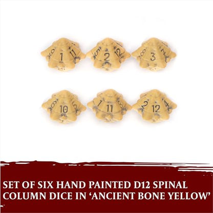 D12 Dice Set - Set of Six 12 Sided Dice - Skull & Bone Themed RPG Dice. Cool & Unique Gift and Compatible with Dungeons & Dragons (DND), D&D, Pathfinder, D and D (Ancient Bone Yellow) - color: Ancient Bone Yellow, style: Six D12