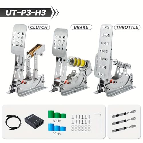 Simjack UT Sim Racing Pedals 200KG Load Cell Brake Pedal PC Racing Simulator Pedals Pressure Sensor HE Hydraulic Pedal (UT-P3-H3) - color: UT--P3-H3