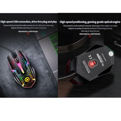Gaming Mouse G6 Wired Game Mice Colorful Backlight 3 Button Mouse 3 Speed 1200 DPI RGB Game Mouse for Computer Laptop Notebook Accessory