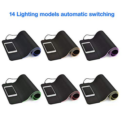 RGB Gaming Wireless Charging Black Mouse Pad,31.5x12 Inch Large and Long 10W Fast Wireless Charger Extended Mousepad XL LED Mouse Pad for PC/Computer/Laptop