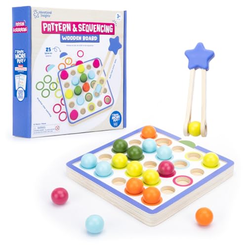 Educational Insights Pattern & Sequencing Wooden Board - Color Matching Toy for Kids, Fine Motor Kits, Sequence Board Games for Toddlers, Preschool Manipulatives, Ages 3+