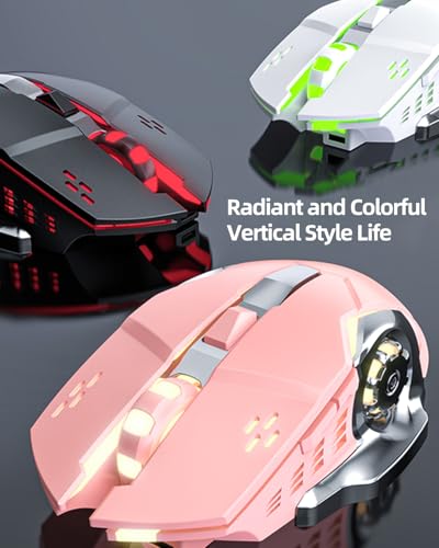 Wired Gaming Mouse with 4-Color Breathing Light, Silent Click, Ergonomic Hollow Side Wings, USB Professional Gamer Mouse for PC Laptop Desktop