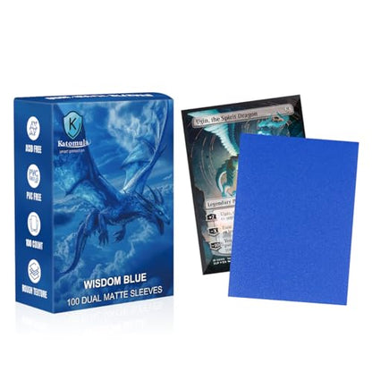 Wisdom Blue Dual Matte Card Sleeves, Katomula Card Sleeves for MTG, Standard Card Sleeve for PKM, Flesh & Blood - color: Wisdom Blue