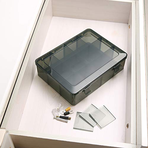 Vidifor 12 Girds Large Plastic Craft Storage Containers, Compartment Storage Container, Parts Storage Box with Adjustable Dividers for Sewing Arts, Washi Tape Batteries Electronics Parts and more - size: 12 Grids (No Printed) 1 Pack