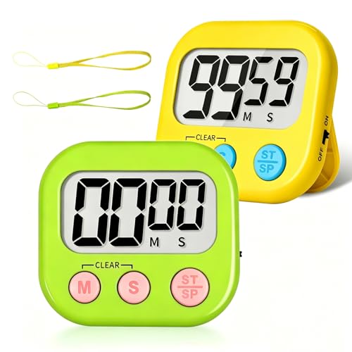 ZILLEEN Classroom Timer for Kids Teachers 2 Pack Digital Timers, Green & Yellow - color: Green & Yellow