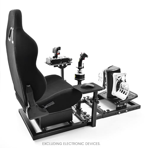 Marada Universal Flight Simulation Cockpit with Racing Seat or Racing Wheel Stand Adjustable Fit for Thrustmaster, for HOTAS Warthog, for Logitech G29 G920 Wheels Pedals Throttle Joystick Not Included