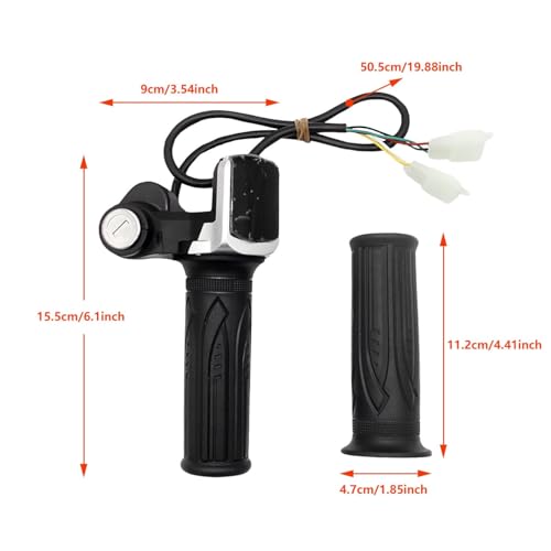 48V Ebike Full Twist Throttle, with LED Display with Key Lock | 7/8-inch (22mm) handlebars, Constructed from ABS + rubber with anti-slip texture, for Ebike Motorcycle Scooter