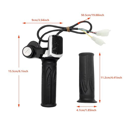 48V Ebike Full Twist Throttle, with LED Display with Key Lock | 7/8-inch (22mm) handlebars, Constructed from ABS + rubber with anti-slip texture, for Ebike Motorcycle Scooter