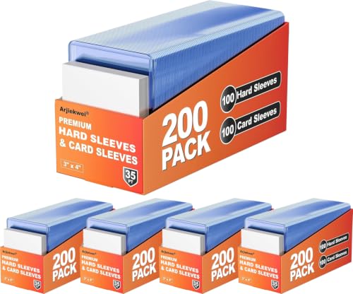 1000 Pack Card Sleeves Hard Plastic, Arjiekwei 3"X 4" Baseball Cards Protectors Plastic, Premium Card Holder for Trading Sports Baseball Football Game Cards (500 Hard + 500 Soft) - size: 500 Hard Sleeves + 500 Soft Sleeves
