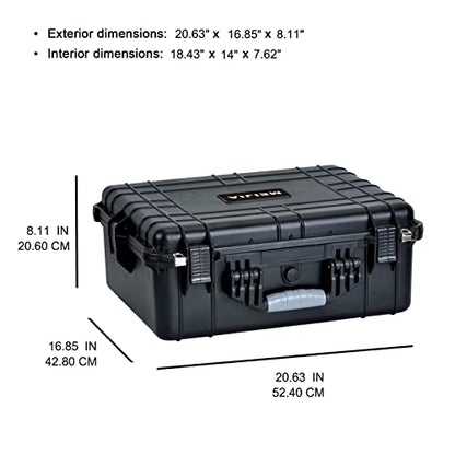 MEIJIA All Weather IP67 Waterproof Hard Camera Case,Hard Protective Case,Hard Case with Customizable Foam,Fit Use of Drones,Camera,Equipments,Pistols(Black,20.62 x16.85x8.11inches) - color: Black, size: 20.62 x16.85x8.11inches