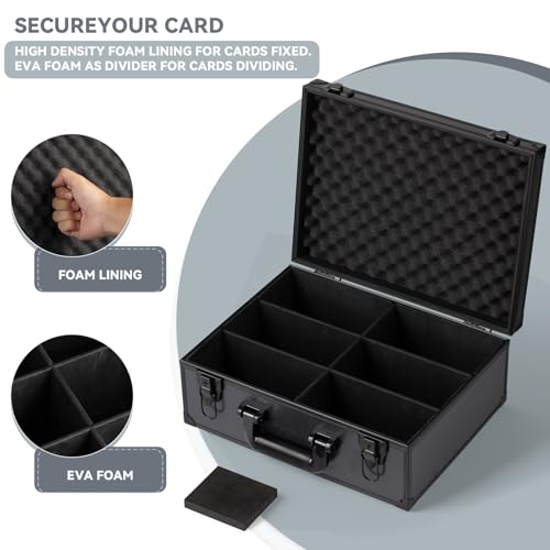 novelinks Trading Card Storage Box for 3" x 4" 35pt Rigid Cards, Toploader Organizer Case, Trading & Sports Cards, Graded & Rating Card Holder Box, with 6 DIY Partitions (6 Card Slots) - size: 6 Card Slots