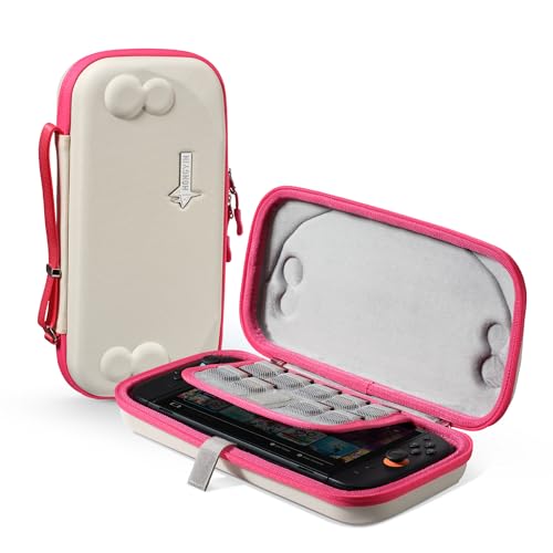 UYIYE Cute Carrying Case for Nintendo Switch 2 (2025), Slim Protective Travel Case with 9 Game Card Storage, Soft Velvet Interior, Anti-Drop Hard Shell & Lift Strap for Switch 2 7.9''-Beige - color: NS2-off-white