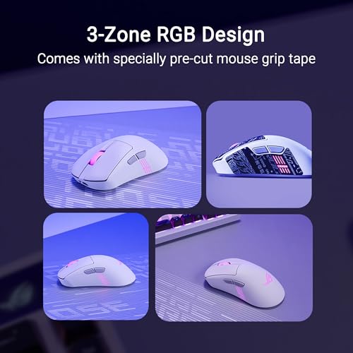 ASUS ROG Keris II Origin Wireless Gaming Mouse – Right-Handed Ergonomic, 65g, Tri-Mode Connectivity, 42K DPI, up to 127Hr Battery, Web-Based Configuration, PC/Mac Support - color: White, style: Keris II Origin