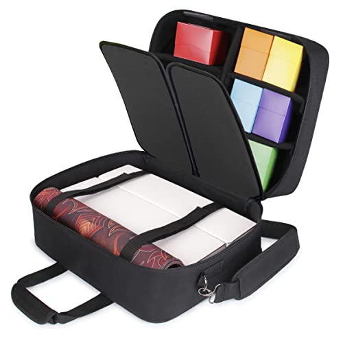 USA Gear XL MTG Bag Fits Magic the Gathering Deck Boxes, Playmats, Pokemon, Yugioh Cards & More TCG Accessories - TCG Storage Bag with Shoulder Straps, Customizable Interior, Weather Resistant (Black) - color: Black, size: Large
