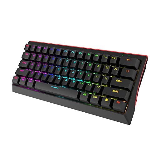 MARVO KG962 Mechanical Gaming Keyboard - 60 Percent Compact Format, Rainbow Backlit, Full Anti Ghosting with N Key Rollover, Red Switches, UK Layout