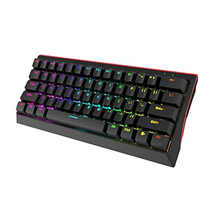 MARVO KG962 Mechanical Gaming Keyboard - 60 Percent Compact Format, Rainbow Backlit, Full Anti Ghosting with N Key Rollover, Red Switches, UK Layout