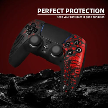 Anti-Slip Silicone Skin for PS5 Controller - Protective Cover Case with Thumb Grip Caps & Touch Pad Stickers, Durable, Soft Grip for PlayStation 5 Controller Accessories (Full Set)